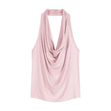 Ins Pure Hot Girl To Repair Sexy Collar Hanging Neck Sleeveless T-Shirt Girl Xia Yu Sister Carefully Machine Bottom Topess Female Tide