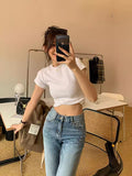 Solid Color Bottom Slim Short-Sleeved T-Shirt Women Summer Tide New Thin Short-Sleeved Top Woman