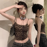 Spice Girl Sexy Breast Sling Sling Vest Women Summer 2025 New Leopard Slim Short T-Mock