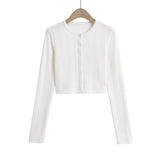 Sweet Sister Six Buckle Teeth Open Shirt Fashion Long Sleeve Thin Short Coat Sunscreen Thin Top