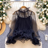 2026 Early Spring New Chiffon Shirt French Temperament Famous æÂñÞ Öå Lace Slings Two Women