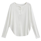 Hottie Autumn Pure Lust Wind Thin Languid Loose Curved Hem Sunscreen T-Shirt