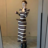Autumn And Winter Korean Style Striped Long-Sleeved Dress High-Grade Femininity To Show Body Long H-Shaped Dress