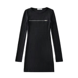 Spice Girls Autumn And Winter Thick Collar Long-Sleeved Bag Hip Dress Tector Tidal Zipper Opening Design Sexy Ass Skirt