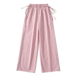 Hottie Summer Personality Strap Fast Dry Pants Loose Broad Leg Trousers Straight Through The Mop Tight Waist Pants