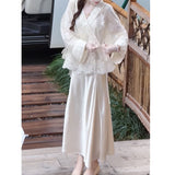 Moon See Yarn New Chinese Style Embroidered Slanted Lace Lace Dress Ribbon Skirt Summer Women's Dress Two Dresses