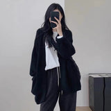 KANING Solid-Colored Large Pocket Knitted Cardigan 2026 Autumn New Lazy Sweater Jacket