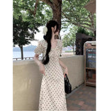 French With Bubble Sleeves And Dot Dresses In The Summer Women's New Lotus Leaf Side Skinny Chic Temperament Dress