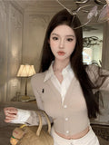Pure Style Short Thin Top Dress Women's Design Spring And Autumn Fake Two Shirt Polo Collar Bottom Shirt Top