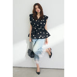 Multiplication A Large Number Of Goods Temperament Neckless Vest Wave Point Waist-To-Sleeve-Less Waist-Suffet Women's Age Reduction Top