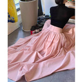 High-Grade Pink Half-Dress Woman Spring 2025 New High-Waist Hanging Sense A-Word 100-Fold Skirt Mid-Long Dress