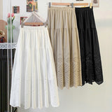 2026 Real Cotton With Lining Embroidery Emptiness Lace Skirt Literary And Artistic Skirt Tight Waist Skirt Summer