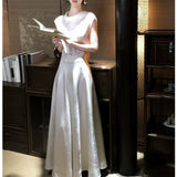 2026 Summer Elegant Temperament Ribbon Dress Lanky High-Rise High-Rise A Word Thin Dress