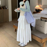 Half-Dress Girl Spring Summer 2025 New Thin A-Character Dress Small Man Swings Half-Dress Skirt Long Falling Feeling
