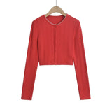 Sweet Sister Six Buckle Teeth Open Shirt Fashion Long Sleeve Thin Short Coat Sunscreen Thin Top
