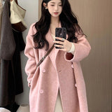 2025 Autumn And Winter New Wool Coat Female Korean Version Of Loose Temperament Elegant Long Coat Outside The Female