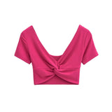 Spice Girls Fashion Personality Blogger Double-Layer Knot Short-Sleeved T-Shirt
