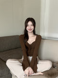 Pure-Style Hottie Sexy Strap Long-Sleeved T-Shirt Girl Spring And Autumn New Irregular Horn Sleeve Short-Sleeved Top