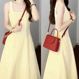 Korean Dopamine Cream Yellow Gentle Temperament Small Dress With Thin Dress With Thin Dress