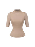 Pure Lustful Breeze High-Necked Mid-Sleeve T-Shirt Mid-Sleeve Bottom Short-Sleeved Top T-Shirt Inside The Body