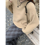 KANING Candy Round-Neck Knitted Shirt 2026 Autumn And Winter New Lazy Wind Casual Bottom With Sweater