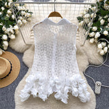 European Goods Fashionable Top Women's Summer Design Sense Niche Heavy Industry Irregular Three-Dimensional Lace Hollow Sleeveless Shirt Women