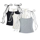 Sweet Sister Summer Embroidered Bow Tie With Bottom Sling Sleeveless Fashion Pure Desire Vest