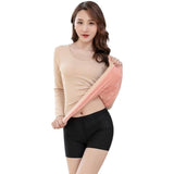 Fashion Plus Thick Warm Round Collar Long-Sleeved T-Shirt Women Autumn And Winter Solid Color Tight Body On The Bottom Shirt Clothes