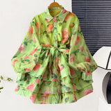 Gentle Temperament Female Dress Flowing Feeling Printed Dress Large Size Loose Dress