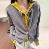 KANING Hooded Hooded And Fake Two Knitted Cardigans Design Long-Sleeved Autumn Coat Sweater Woman