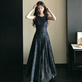 Summer Art Style Retro Style Vest Dress Femininity Elegant Shoulder A-Character Dress