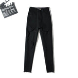 Spice Girls Summer Personality Big Hole Pencil Nine-Point Trousers Elastic Tight Small Foot Pants Fashion Thin