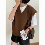 KANING Autumn New Folded Loose Retro Knitted Vest Women 2026 Autumn Dress Korean Version Of The Sweater Vest Women