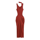 Pure Want To Miss Waist Retro Slim Long Sling Dress Women To Receive Waist Thin Vacation Vest Long Dress Summer