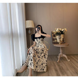 Pure Style Design Sense Thin Splicing Broken Floral Dress Women's Summer 2025 New Square Collar Bubble Bubble Sleeve A Word Dress