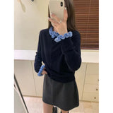 KANING French Wooden Ear Bump Color Knitted Cardigan Women 2026 Autumn New Women's Sweater Women's Knitted Shirt