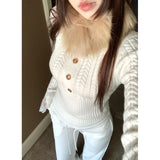KANING Korean Babes Taut Mah-Shua New Year Red Sweater Spring And Autumn High-End Knitted Shirt