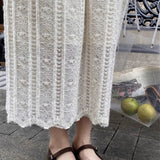 Mid-Terminary 2025 Autumn And Winter New Tight Waist Plus Velvet Lace Mid-Long Dress Female Thin And Niche Fairy A Skirt
