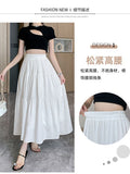 Fashion Folded Lining High Waist Slim Half-Dress Woman Medium Long Slim Slim Cake Dress Girl