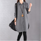 2026 New Long-Sleeved Korean Version Of Loose-Fitting Large-Size Long-Sized Shirt Dress Cotton And Thin Women's Top
