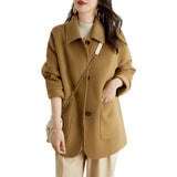 Hairy Coat Women 2026 Autumn And Winter New Korean Version Of The Simple Hair This Coat Single Row Buckle Hepburn Wind Coat Woman