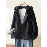 Autumn Hooded Short Windcoat Lady 2025 Spring And Autumn New Loose This Year's Popular Coat Woman
