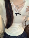 French Small Fragrant Lace Lace Slim Design Women V Autumn And Winter Pure Lust Wind Thin Repair Body