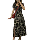 2025 New Veee Romantic Night Rose Black Fragum Bubble Sleeves French-Collared Open Skirt