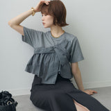 Multiplication Large Quantities Of High-End Women's Cotton Short-Sleeved Shirt Chic White-Collar Breathable Cotton Tops High-End Feel Top