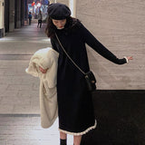 French Black Pendant Knitted Dress Women 2026 New Autumn And Winter Coat Inside The Bottom Dress High-End