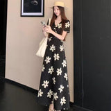Elegance Elegant Windy Large Summer Flowers Peach Heart Collar Dress Girl Body High Thin Cover A Word Dress