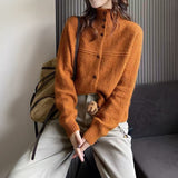 KANING Korean Languishing Collar Solid-Color Knitted Cardigan 2026 Autumn And Winter New Fashion Sweater Jacket