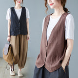 Real Shooting 2026 Summer New Literary And Artistic Loose Solid Cotton Collar Sleeveless Vest Vest Vest Women's Dress Horse Clip