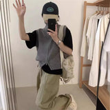 KANING Double Zipper Knitted Jersey Vest 2026 Autumn New Fashion Korean Sleeveless Sweater Outside